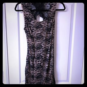Black Lace, backless mini dress
